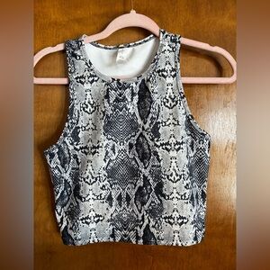 Balance Collection Monochrome Snake Print Cropped Tank Top